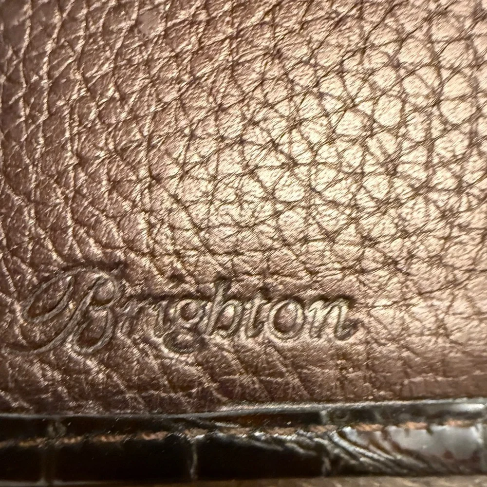 Brighton Brown Woven Leather Wallet Fold Over Organizer Credit Card Clutch nice!